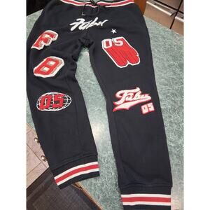 FUBU ORIGINAL "OG" BLACK 05 PATCH JOGGER PANTS SWEATPANTS MENS SIZE 2XL XXL Y2K